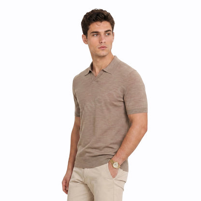 Gingtto Custom Logo Short Sleeve Summer Fashion Buttonless Johnny Collar Polo