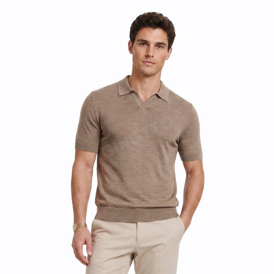 Gingtto Custom Logo Short Sleeve Summer Fashion Buttonless Johnny Collar Polo